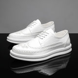 Men Formal Shoes White Split Leather Business Casual Shoes Fashion Man Dress Office Wedding Oxfords Male Comfortable Footwear