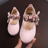 Children&#39;s Flats Lace Big Flower Princess Party Performance Shoes Baby Student Girl Shoes for Kids Soft Sole Leather Flats