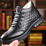 Wexleyjesus  2021 Man's Genuine Leather Boots Winter Snow Shoes Wool Inner Anti slip Father Ankle Boots Waterproof Man Snow Boots