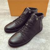 Men's 2021 Spring and Summer New Korean Style Trendy Casual Leather Shoes All-match Black Men's High-bang Sneakers XM188