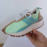 Spring Thick Sole Casual Daddy Shoes Women Flat Mixed Color Lace Up Patchwork Sneakers Outdoor Walk Tennis Shoes 2021 Unisex