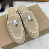 LP Suede Casual Women Shoes Flat Muller Shoes 2021 Fashion Summer Brand Design Comfort Slippers Luxury Walking Trendy Female