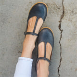 Women Flat Shoes Retro Handmade T-straps Vintage Casual Flats Loafer Shoes Woman Large Size