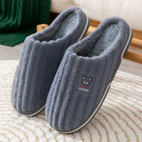 Ladies Winter Home Cotton Slippers Ladies Cute Embroidery Bear Warm Floor Shoes Indoor Bedroom Footwear 2021 Short Plush Shoe