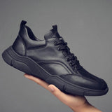 Wexleyjesus  Genuine Leather Men Casual  Shoe Brand High quality all Black  white  Men's leather casual shoes Fashion Sneakers A31-01