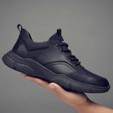 Wexleyjesus  Genuine Leather Men Casual  Shoe Brand High quality all Black  white  Men's leather casual shoes Fashion Sneakers A31-01