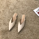 2022 summer new comfortable flat bottom simple casual half drag pointed loafers Baotou slippers soft women's shoes