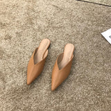 2022 summer new comfortable flat bottom simple casual half drag pointed loafers Baotou slippers soft women's shoes