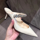 Baotou half slippers women wear all-match pointed high heel stiletto sandals and slippers women 2022 new summer