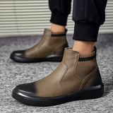 Wexleyjesus  2021 Autumn and Winter New Fashion Trend Chelsea Short Boots British Style Trend All-match High-top Casual Leather Boots  XM379