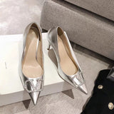 Luxury Designer Women's High Heels, Pointed Toe, Shallow Mouth, 10cm Thin Heels Wedding Shoes Plus Size 42 Zapatos De Mujer