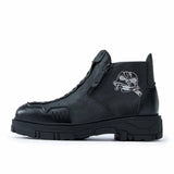 Wexleyjesus  2021 New Men's Shoes Fashion Personality Outdoor Special Low-top PU Side Zipper Embroidery Platform Heel Ankle Boots   ZZ342