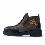 Wexleyjesus  2021 New Men's Shoes Fashion Personality Outdoor Special Low-top PU Side Zipper Embroidery Platform Heel Ankle Boots   ZZ342