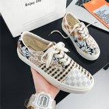 Summer Colorful Print Canvas Shoes Men Espadrilles Rainbow Graffiti Men Vulcanized Shoes Casual Canvas Sneakers zapatos de lona