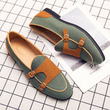 New Style Men's Loafers Personality Contrast Color Stitching Small Leather Shoe Covers Baotou Men's Casual Shoes Large Size 48