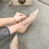 Women's shoes spring 2021 new wild pointed stiletto flat shoes wedding shoes fairy style single shoes mesh high heels