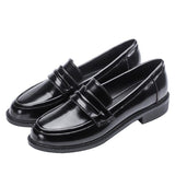Wexleyjesus  Plus size 34-41 Autumn Leather Shoes Women Slip On Black Flat Shoes Wild College Style Loafers Women