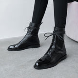 Fashion British Style Shoes Pointed Toe Low-heel Martin Boots Women's Flat Ankle Boots