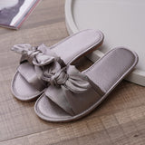 New Style Women's Satin Slippers Home Warm Slippers with Bowknot Indoor Non-slip Slippers for Four Seasons Wedding Festive Shoes