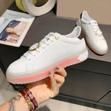 Lovers Transparent Sole Sneakers Luxury Brand Leather Sneakers Casual Thick-Soled Basketball Shoes Large Size 35-45 White Shoes