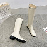 Wexleyjesus  2021 new thick heel side zipper solid color soft leather skinny long boots  2267